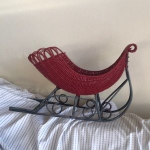 Red Wicker Holiday Sleigh